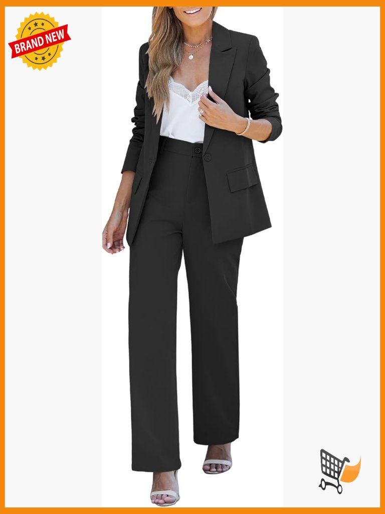 2 Piece Pant Suit Set Blazer High Waisted Pants Women Business Casual Outfit